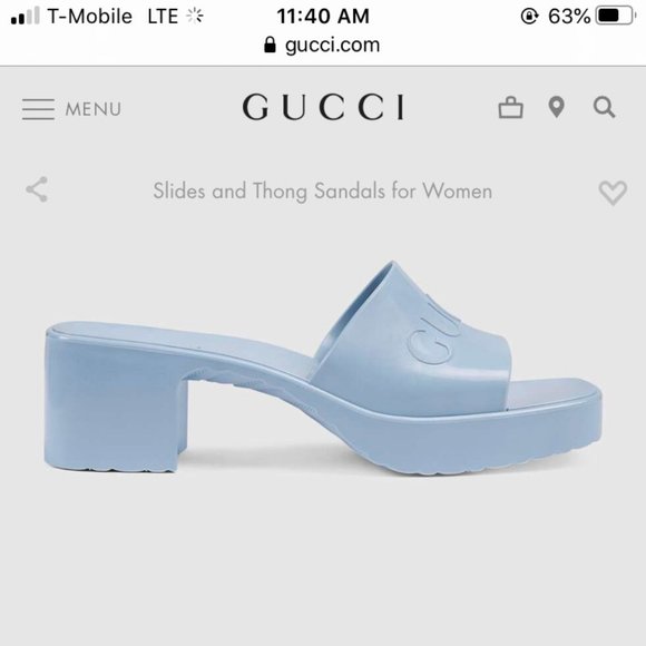 Gucci Shoes - Women's Slide Sandal with Gucci Logo - Pastel Blue